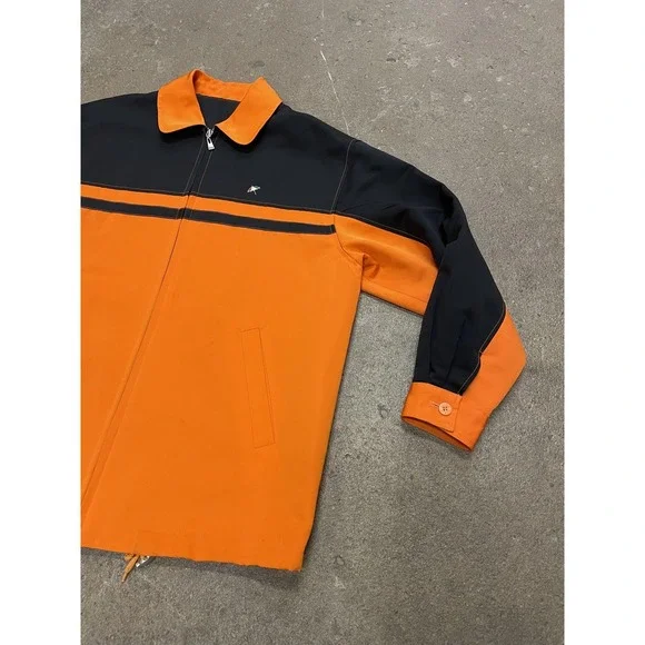 Vintage Arnold Palmer Sports 95 Jacket Mens 48 Orange Black Golf Windbreaker 90s